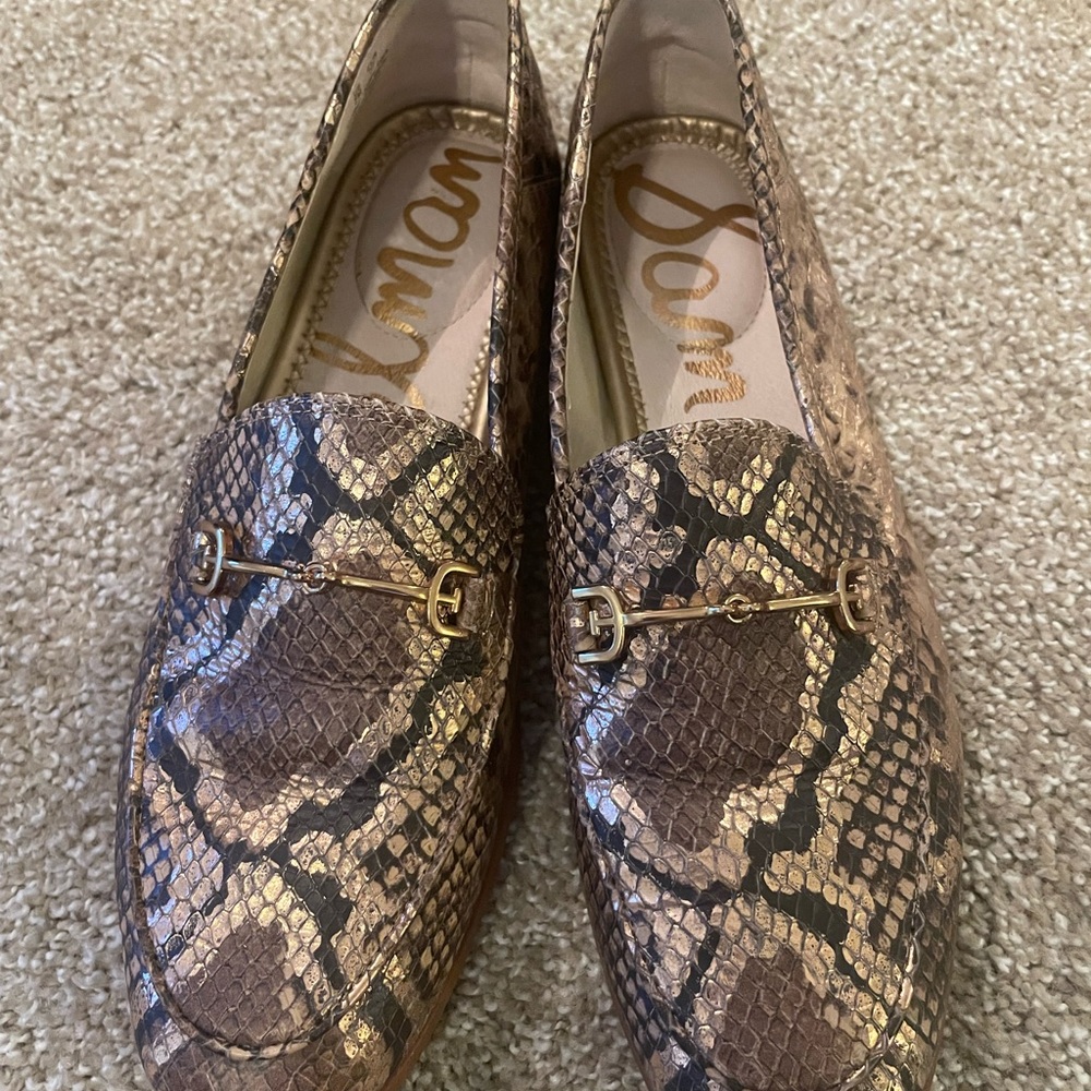 Sam Edelman Metallic Snake Print Loafers